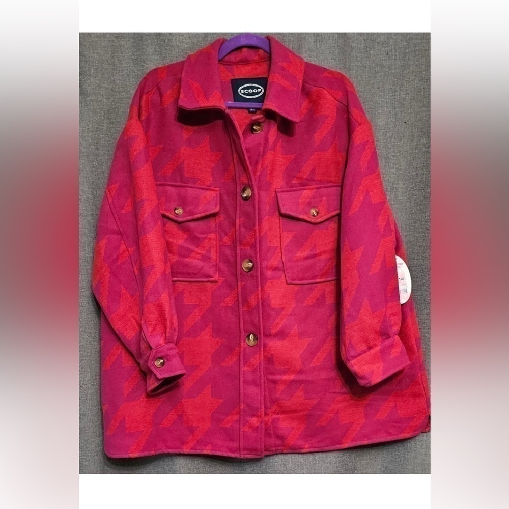 Scoop Oversized Shacket Large 12-14 Orange Pink Multi